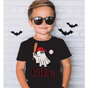 T-shirt d'Halloween personnalisé pour tout-petit, chemise de baseball fantôme