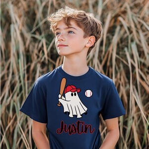 T-shirt fantôme baseball pour enfant, chemise de costume d'Halloween, vêtements personnalisés pour enfants