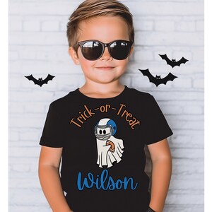 T-shirt d'Halloween personnalisé Football Ghost, T-shirt effrayant pour enfants