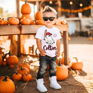 T-shirt d'Halloween personnalisé pour tout-petits, chemise Baseball Ghost Trick or Treat