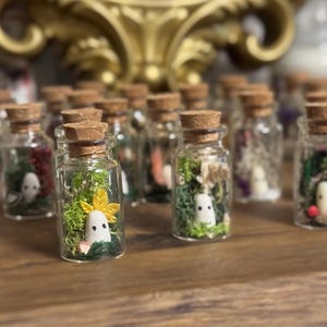 Lost Soul - Ghost figure in jar with natural moss and dried flowers
