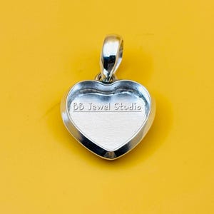 Sterling Silver Heart Bezel Pendant Setting: DIY Resin Cabochon Supplies