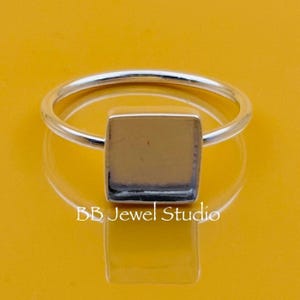 Sterling Silver Square Bezel Ring Setting: DIY Resin & Cabochon Stone