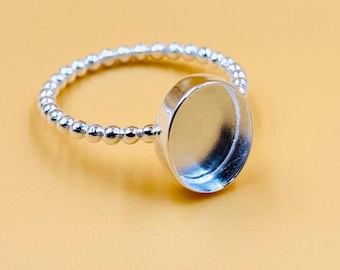Sterling Silver Bezel Ring Setting: Oval Cabochon, Resin & Breastmilk DIY