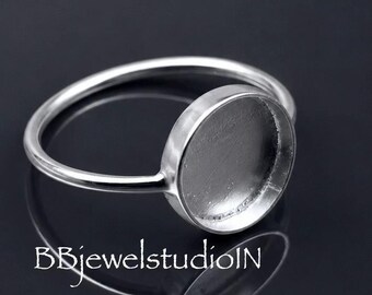 Anello rotondo in argento sterling 925: accessori per la creazione di gioielli fai da te con resina e pietre cabochon