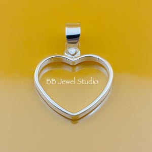 Sterling Silver 925 Open Heart Bezel Pendant: Resin Jewelry Making
