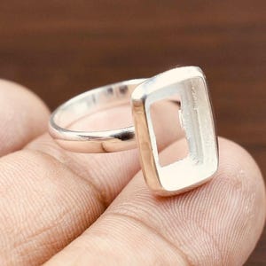 Prostokątna oprawa pierścionka ze srebra próby 925: Gruba oprawa DIY