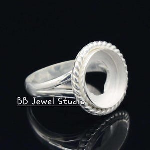 Sterling Silver Rope Ring Blank Bezel Setting - DIY Resin & Cabochon