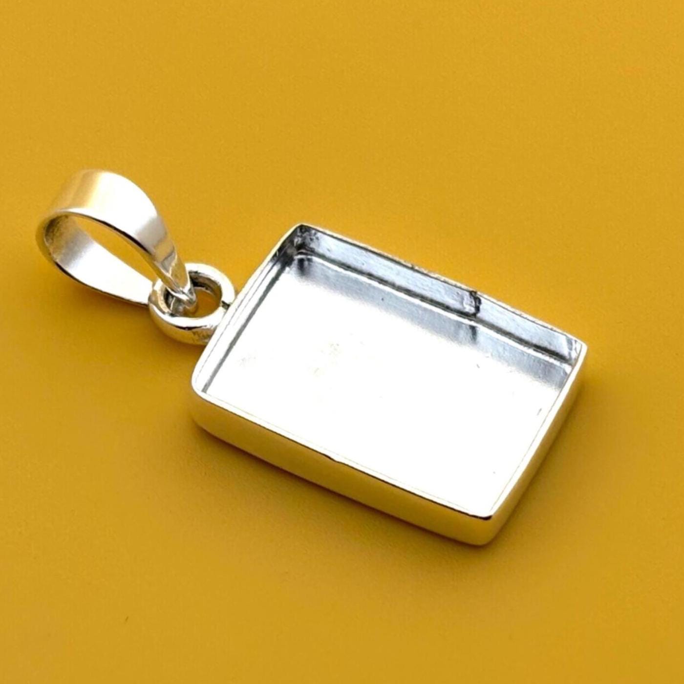 Sterling Silver Rectangle Bezel Pendant Setting: DIY Resin & Cabochon ...