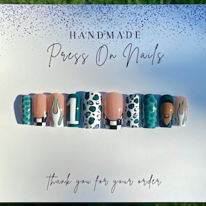 Eagles nails | Eagles press on nails | Custom press on nails | Jalen Hurts nails | Jalen Hurts press on nails | NFL nails | Football nails
