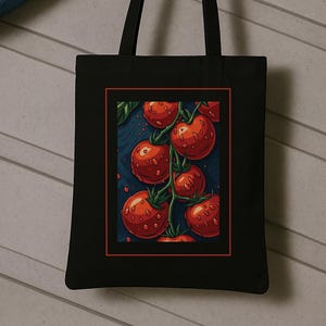 Tomato Totes, Reusable Farmers Market Bag, Cute Grocery Tote Bag | Gift for Foodies & Veggie Lovers, Kitchen Tote
