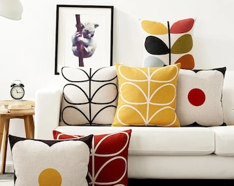 Kussenslopen katoenlinnen Scandinavische stam, woondecoratie botanisch kussen halverwege de eeuw