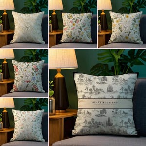 Cute Simple Flower Painting Cushion Covers Floral Pillow Case Fabric Soft Double Sided Print Sofa Cushion Cover Throw Pillow Covers Bed