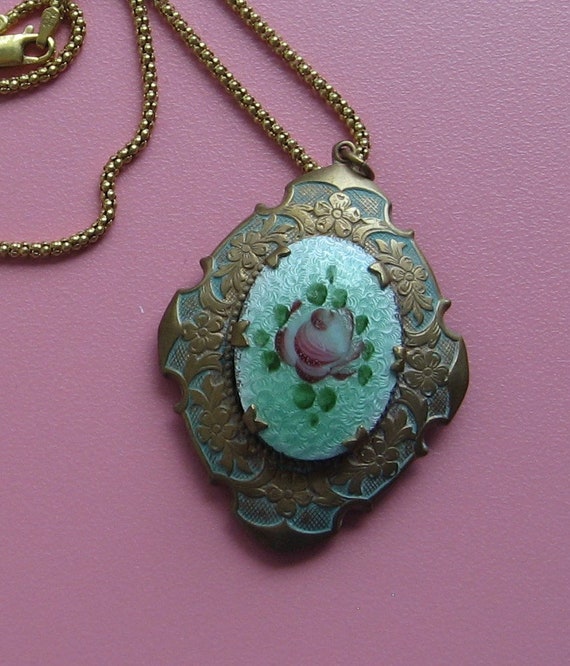 Beautiful Antique Locket with 18K clad Over Sterl… - image 1