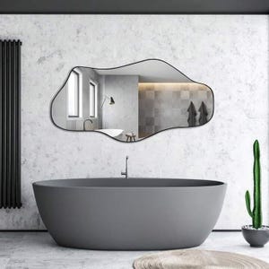 Asymmetrical Horizontal Mirror, Full Length Mirror, Full Body Mirror, Frameless Floor Mirror, Wavy Irregular Mirror, Bedroom Large Mirror