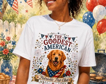 Custom Patriotic Dog Portrait T-Shirt | Personalized 4th of July Shirt | All-American Dog Lover Gift
