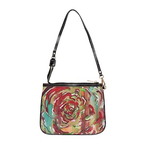 Shoulder Bag with Crossbody Strap - Abstract Blooming Rose - Original Artwork