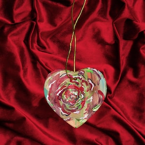 Ceramic Ornament with Blooming Rose Design, Elegant Home Decor, Gift for Christmas, Rose Decor, Rose Lovers