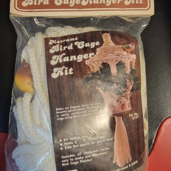 Vintage Fibre-Craft Macrame Bird Cage Hanger Kit Never Opened