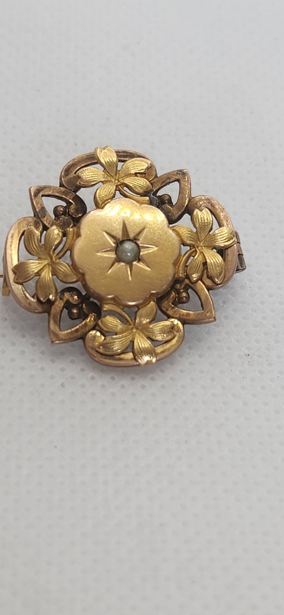 French Victorian Gold Moving Pin of Luck and Love 