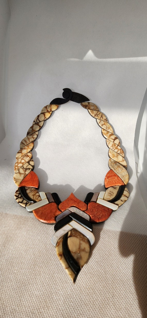 Unusual Big Bold Chunky Retro 1990s Necklace Fun Funk… Gem