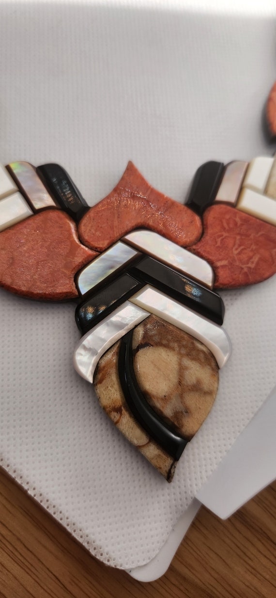 Unusual Big Bold Chunky Retro 1990s Necklace Fun Funk… Gem