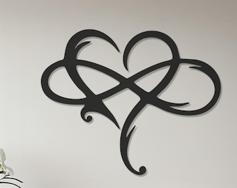 Abstracte hart metalen muurkunst, modern romantisch hart decor, liefde silhouet metalen bord, minimaal hart muur decor, romantisch cadeau voor thuis