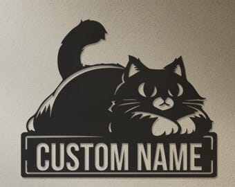 Custom Cat Wall Decor, Personalized Metal Cat Name Sign, Pet Lover Gift Idea, Cat Owner Wall Art, Modern Kitty Decor, Custom Pet Name