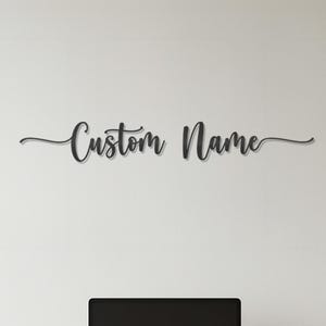 Custom Name Metal Sign, Personalized Script Name Sign, Modern Wall Name Decor, Minimalist Lettering, Custom Office Wall Art, Gift for Home