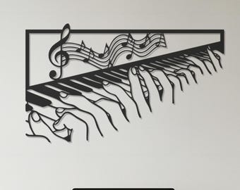 Piano Metal Wall Art, Music Note Wall Decor, Modern Musician Wall Sign, Keyboard Art Design, Musical Wall Hanging, Gift for Music Lovers