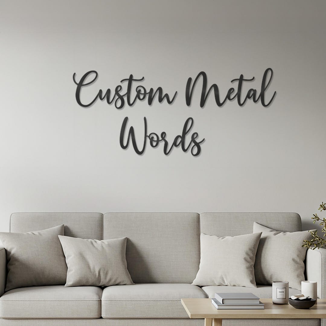 Custom Metal Words, Script Wall Sign, Personalized Word Art, Modern ...