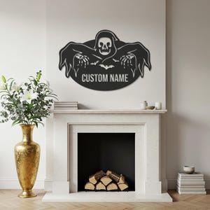 Scary Skull Plate, Spooky Room Sign, Skeleton Wall Art, Halloween Metal Sign, Custom Name Decor, Horror Wall Accent, Haunted Gift Idea