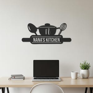 Custom Kitchen Wall Sign, Metal Cooking Decor, Metal Wall Art, Personalized Chef Name Sign, Baking Utensil Metal Decor, Gift for Cook