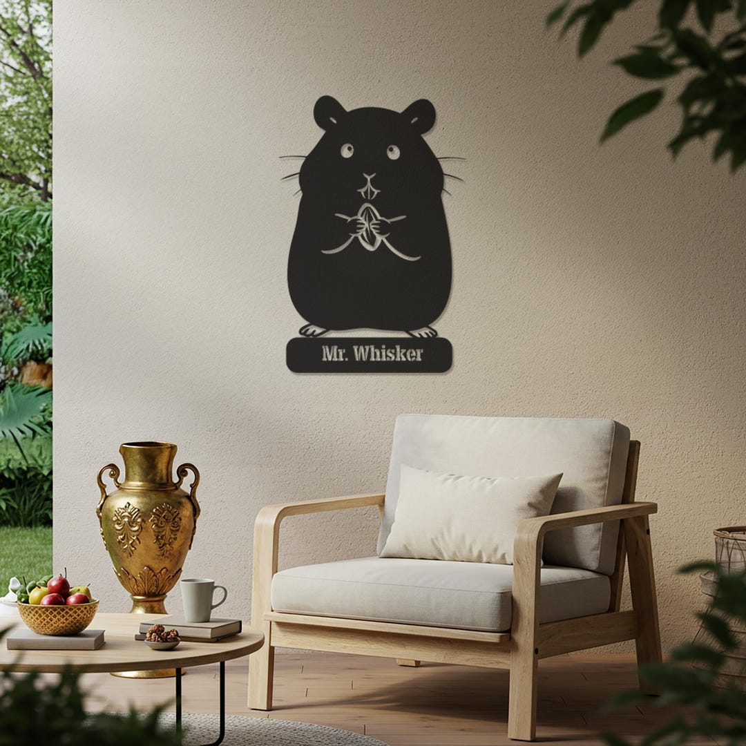 Custom Hamster Metal Wall Art, Personalized Pet Name Sign, Cute Animal ...