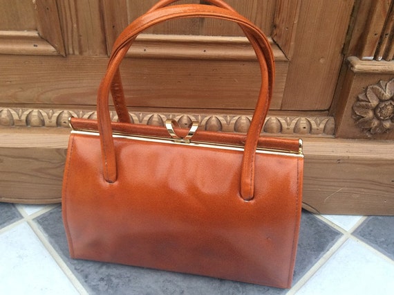 Orange Frame Handbag - 1960s Orange Bag - Bright O
