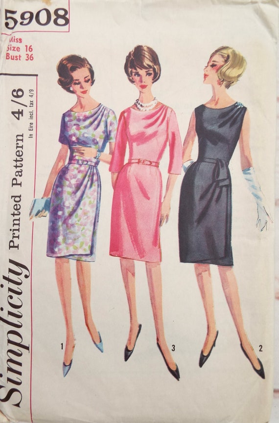 Simplicity 5908 Dress Sewing Pattern Drape Skirt Drape Etsy