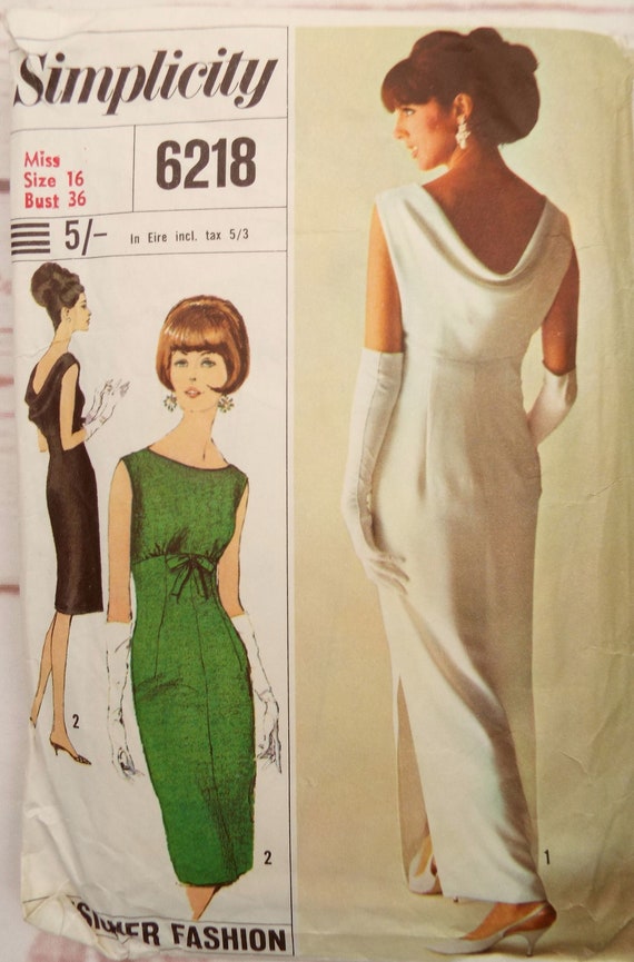 Simplicity 6218 Dress Sewing Pattern Drape Back Cowl Etsy