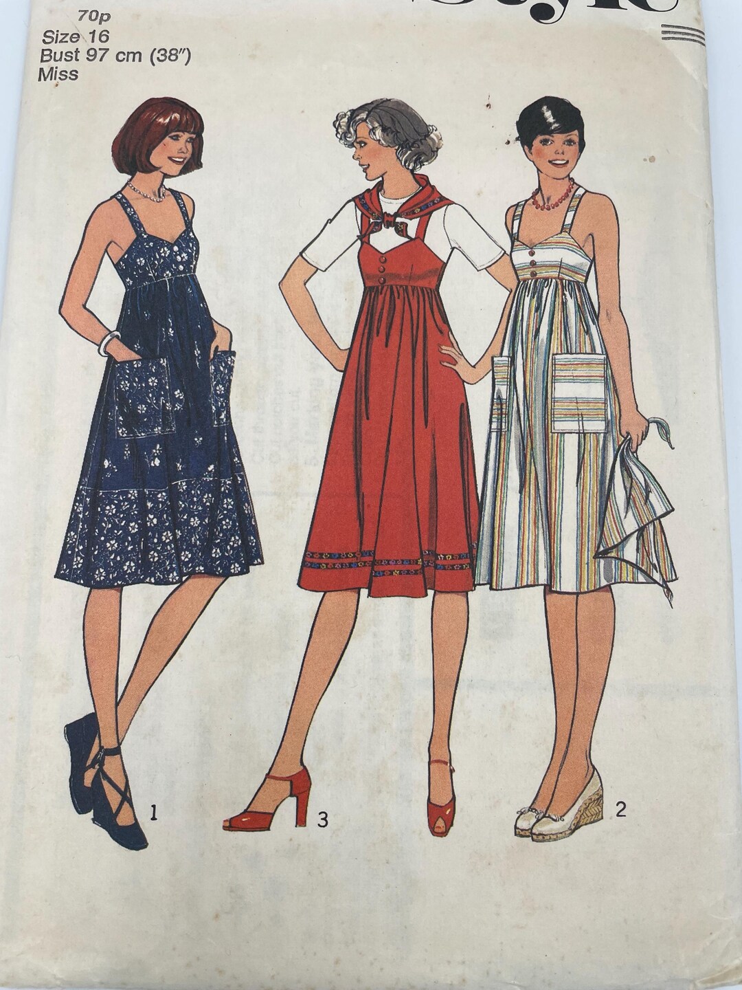 Style 1571 Dress Sewing Pattern Bust 38 Inches 1970s Sewing Pattern ...