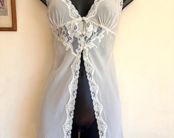 Vintage Victoria’s Secret - Real Silk Slip - Cream Chiffon Babydoll - Bridal