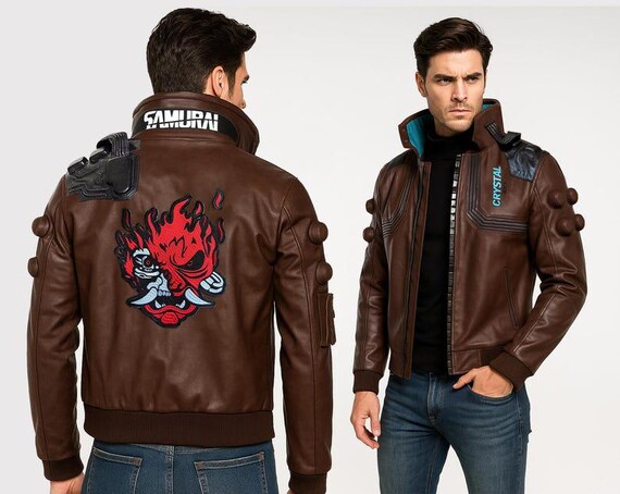Cyberpunk 2077 Samurai Jacket: Embroidered Leather Bomber