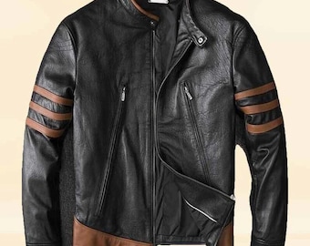 Men's Real Leather Biker Jacket X-Men Inspired Movie Style