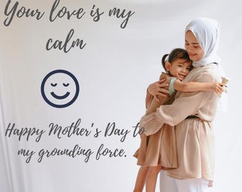 Cartão para o Dia das Mães – "Seu Amor é Minha Calma" | Cartão para Imprimir para Mães Calmas, Aterradas e Espirituais