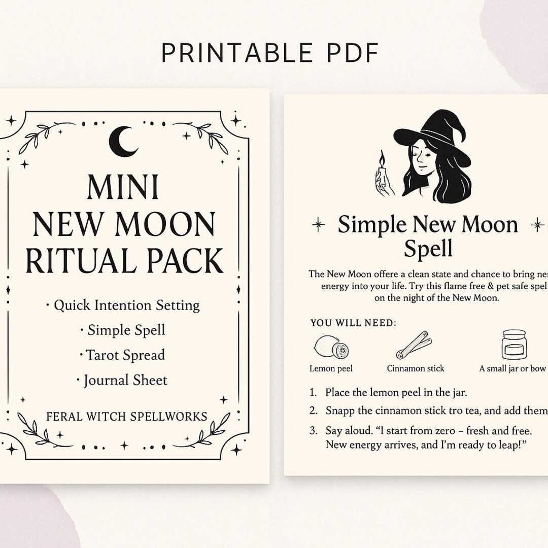 New Moon Ritual Fillable Form Mini New Moon Ritual Pack | Printable Witchcraft PDF | Intention ...