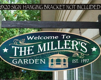 GAZEBO Garden Family Name Address Name Gift Custom Personalized Sign