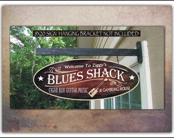 Cigar Box Full Of Blues Shack Guitar Lounge Player Lessons Music Studio Man Cave Gift Custom Personalized Hand Made Painted Signs