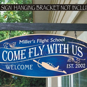 Airplane Sign, Aviation Sign, Airplane Decor, Gift For Pilot, Aircraft Hanger, Family Name Custom Personalized Sign 106