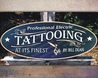 Tattoo Gun Professional Tattooing Tattoo Artist Custom Personalized Exterior Painted Sign