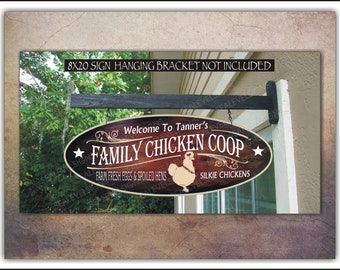Silkie Chickens Chicken Coop Signs Country Chicken Farm Ranch Gift Family Name Custom Personalized Sign