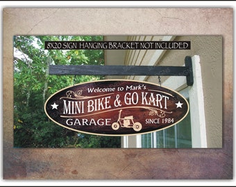 Mini Bike - Mini Bike & Go Karts - Motorcycle Repair Racing Custom Man Cave Gift Personalized Exterior Painted Sign