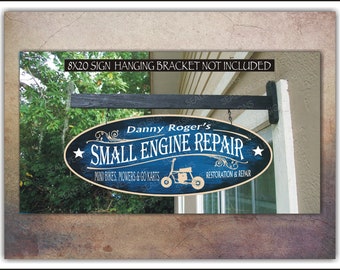 Mini Bike - Small Engine Repair - Motorcycle Racing Custom Man Cave Gift Personalized Exterior Painted Sign